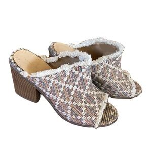 London Rag Rug Peep Toe Block Heel Multicolor Knitted Unique Punk Casual